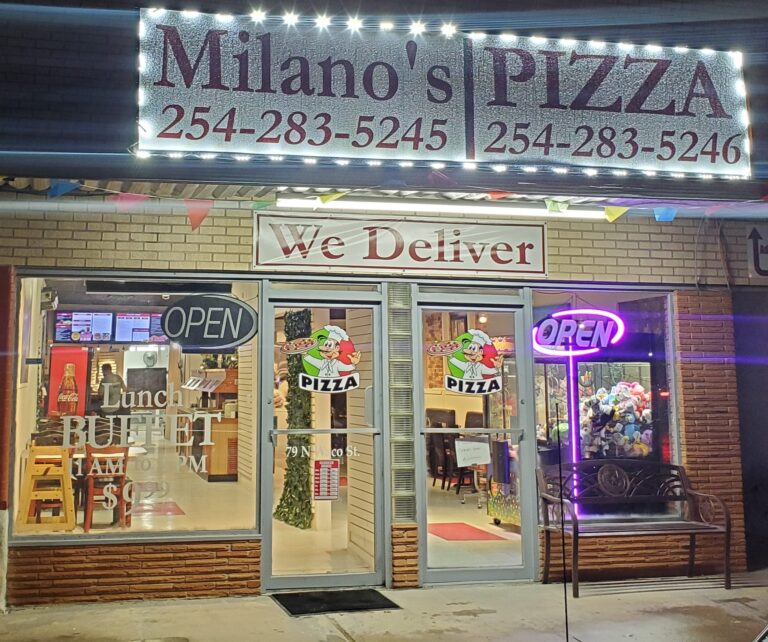 Milanos Pizza Delivery and Restaurant Downtown Hillsboro Texas 768x642