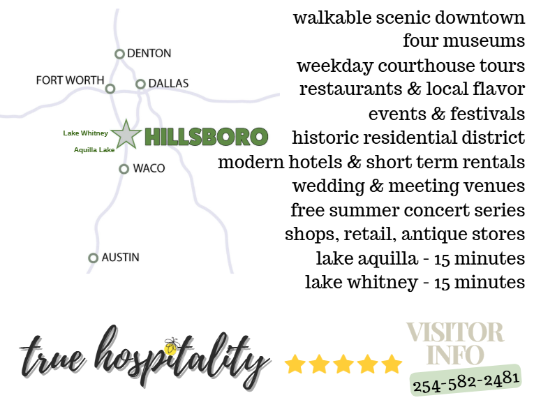 Hillsboro-Texas-Visitor-Information-Hotels-Events-Venues-Weddings-76645